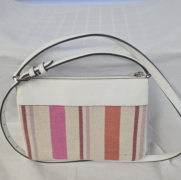 Kate spade Leila Triple gusset Leather canvas crossbody - Picture 3 of 7